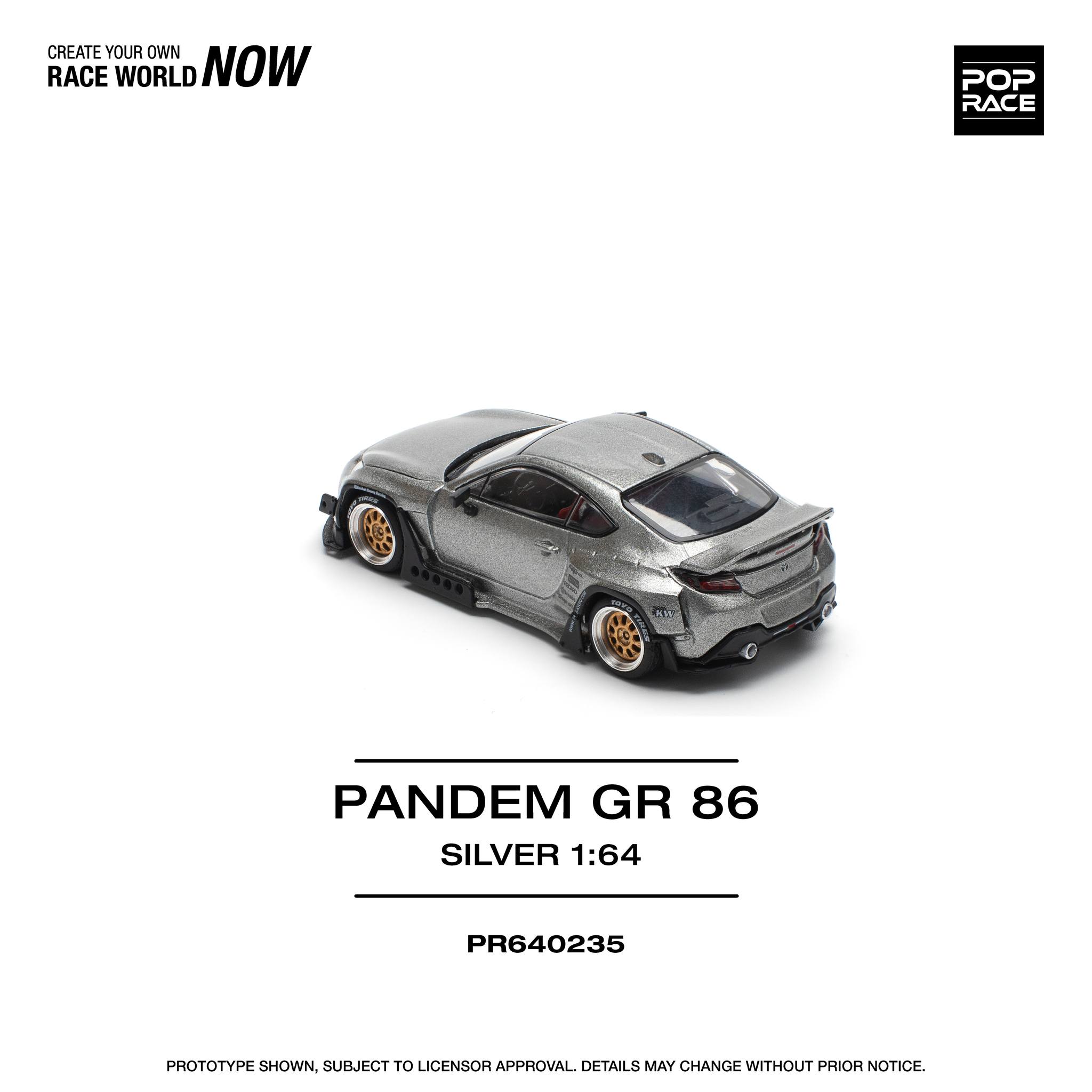 Toyota GR86 Pandem silver 1:64 Pop Race