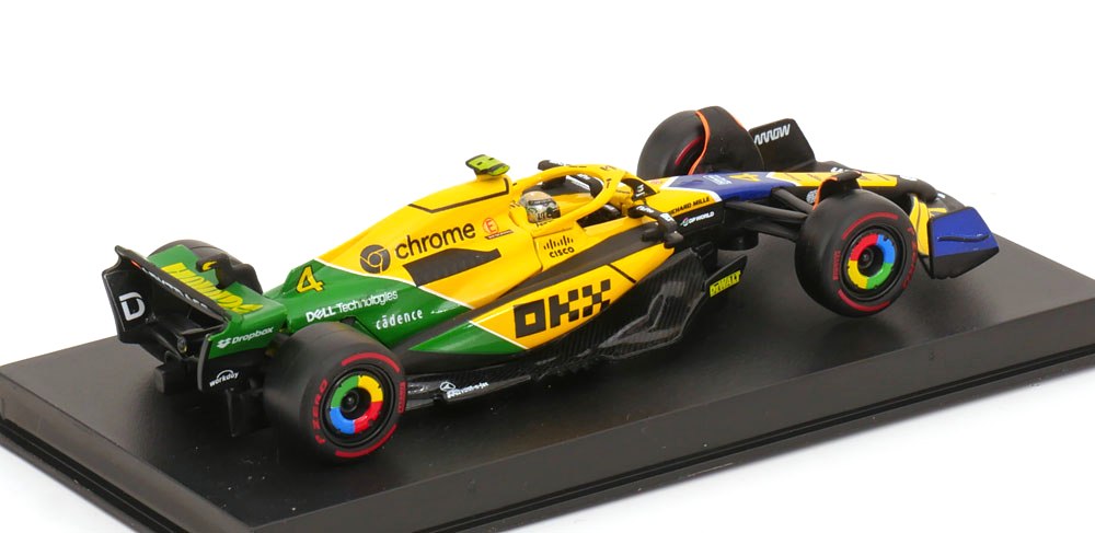 McLaren MCL 38 #4 L.Norris 4th Monaco GP Senna 30th Anniversary Livery 2024 with Helmet 1:43 Bburago