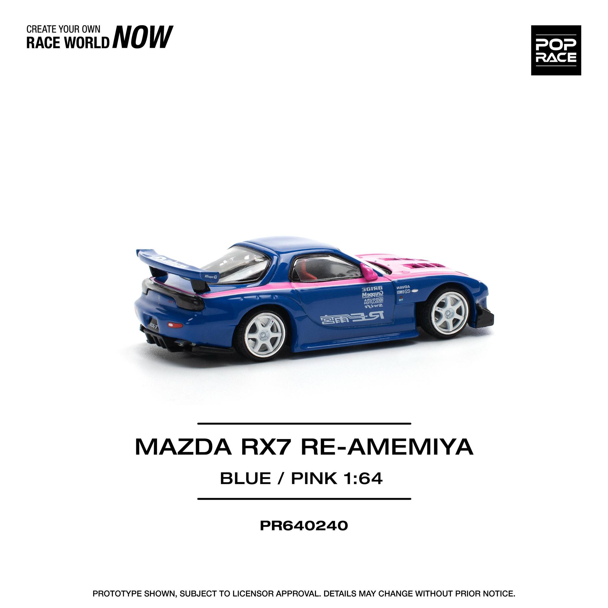 Mazda RX7 Re-Amemiya Blue/Pink 1:64 Pop Race