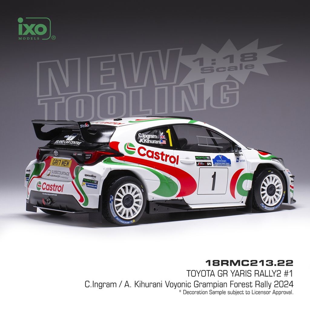 Toyota GR Yaris Rally2 #1 C.Ingram/A.Kihurani Voyonic Grampian Forest Rally 2024 1:18 Ixo Models