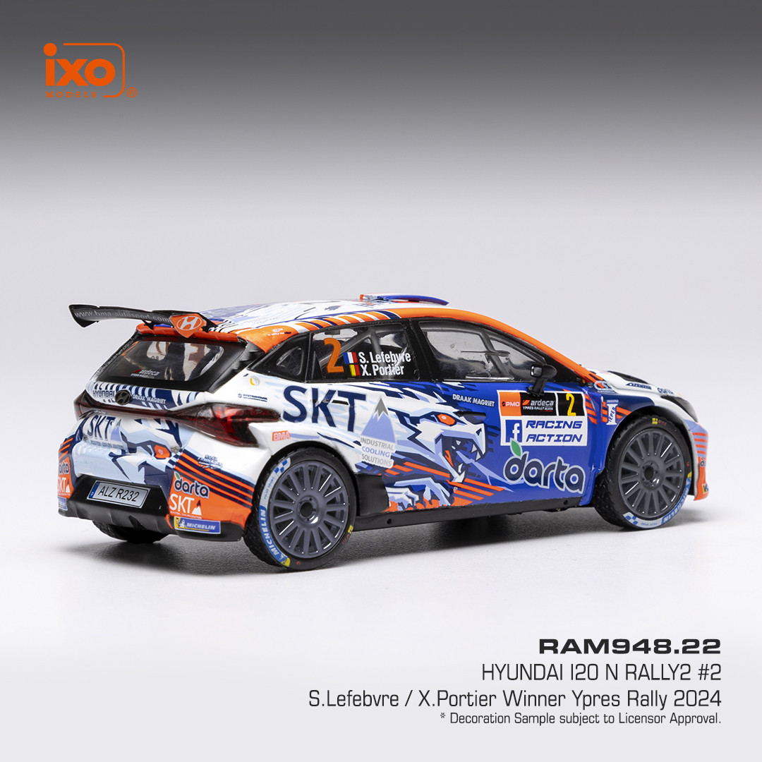 Hyundai i20 N Rally 2 #2 Lefebvre/Portier Rally WM Rally Ypres 2024 1:43 Ixo Models