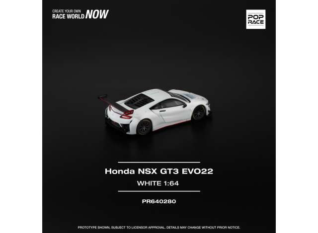 Honda NSX GT3 EVO22 white 1:64 Pop Race