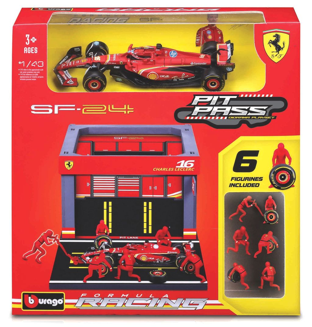 Pit Pass Set - Ferrari SF-24 #16 C.Leclerc 2024 1:43 Bburago