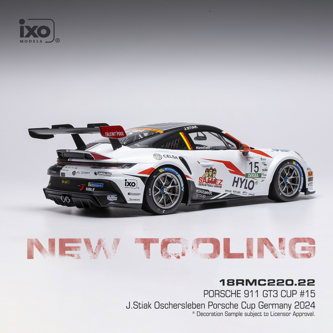 Porsche 911 GT3 Cup #15 J.Stiak Porsche Cup Oschersleben 2024 1:18 Ixo Models