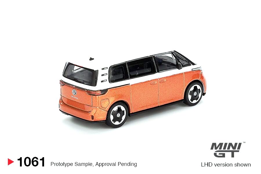 Volkswagen ID.Buzz Caravelle 2024 Candy White/Energetic Orange 1:64 Mini GT