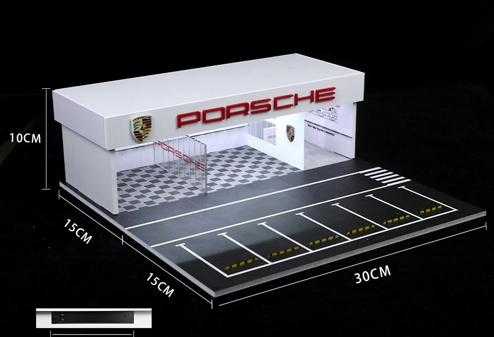 Diorama *Porsche garage with light* 1:64 Black Box Diorama 