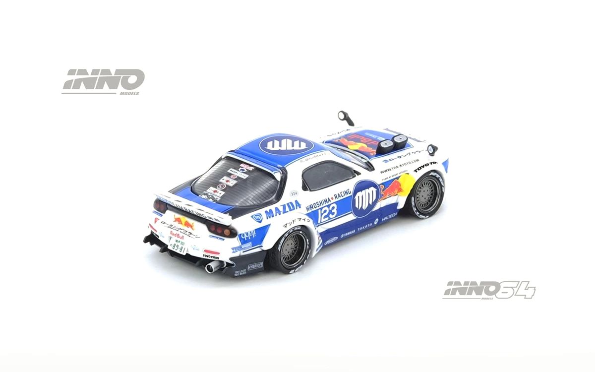 Mazda RX7 (FD3S) *Pandem Rocket Bunny Madbul Madlab Collection 001 white/blue 1:64 Inno Models