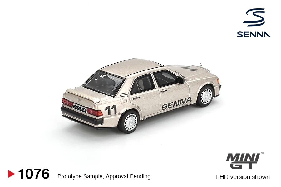 Mercedes-Benz 190E 2.3-16 #11 A.Senna Race of Champions 1984 with Figure 1:64 Mini GT