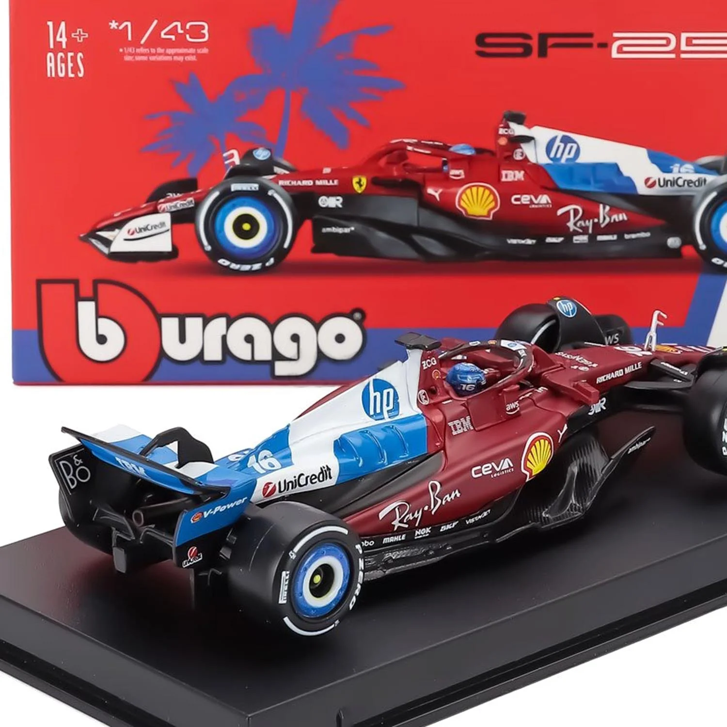 Ferrari F1 SF-25 Scuderia Ferrari #16 C.Leclerc Miami GP 2025 with Helmet 1:43 Bburago