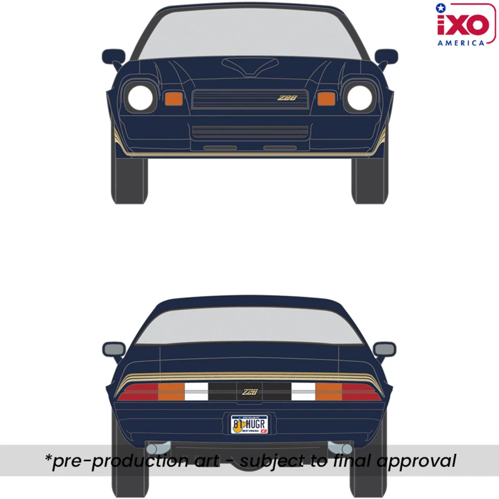 Chevrolet Camaro Z28 1981 dark blue metallic with gold striping 1:64 Ixo America