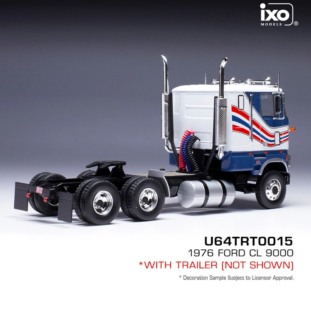 Ford CL 9000 1976 with Vintage Trailer red/white/blue 1:64 Ixo America