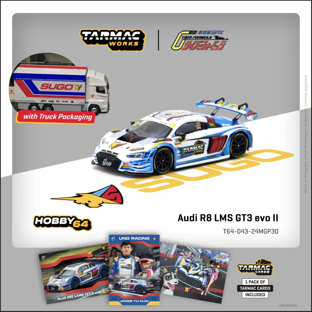 Audi R8 2024 LMS GT3 Evo II James Yu Macau GT Cup - FIA GT World Cup Uno Racing white/blue/red 1:64 Tarmac