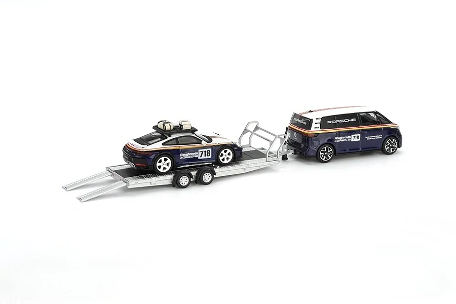 Porsche 911 #718 Dakar + Volkswagen ID. Buzz Porsche Centrum Gelderland Roughroads 2025 Set 1:64 Mini GT