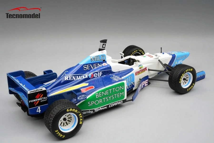 Benetton F1 B196 Renault Mild Seven #4 G.Berger Spanish GP 1996 with Rain Tyres 1:18 Tecnomodel