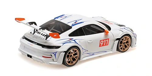 Porsche 911 (992) GT3RS 2023 white/orange decor 1:18 Minichamps