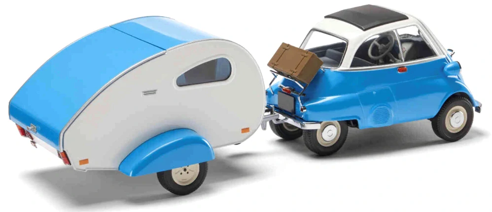 BMW Isetta with Caravan blue/white 1:18 BMW Collection