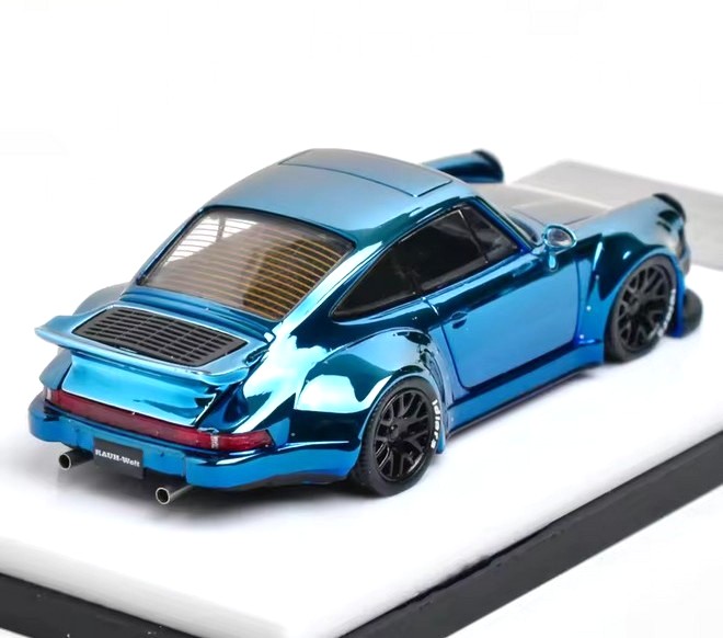 Porsche RWB 930 chrome blue 1:64 My Model Collect