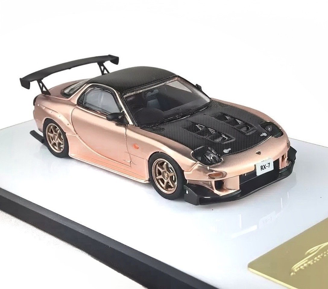 Mazda RX-7 (FD3S) chrome copper with carbon hood 1:64 My Model Collect