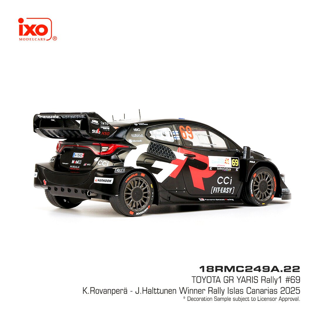 Toyota GR Yaris Rally1 #69 Rovanperä/Halttunen Winner Rally Islas Canarias 2025 1:18 Ixo Models