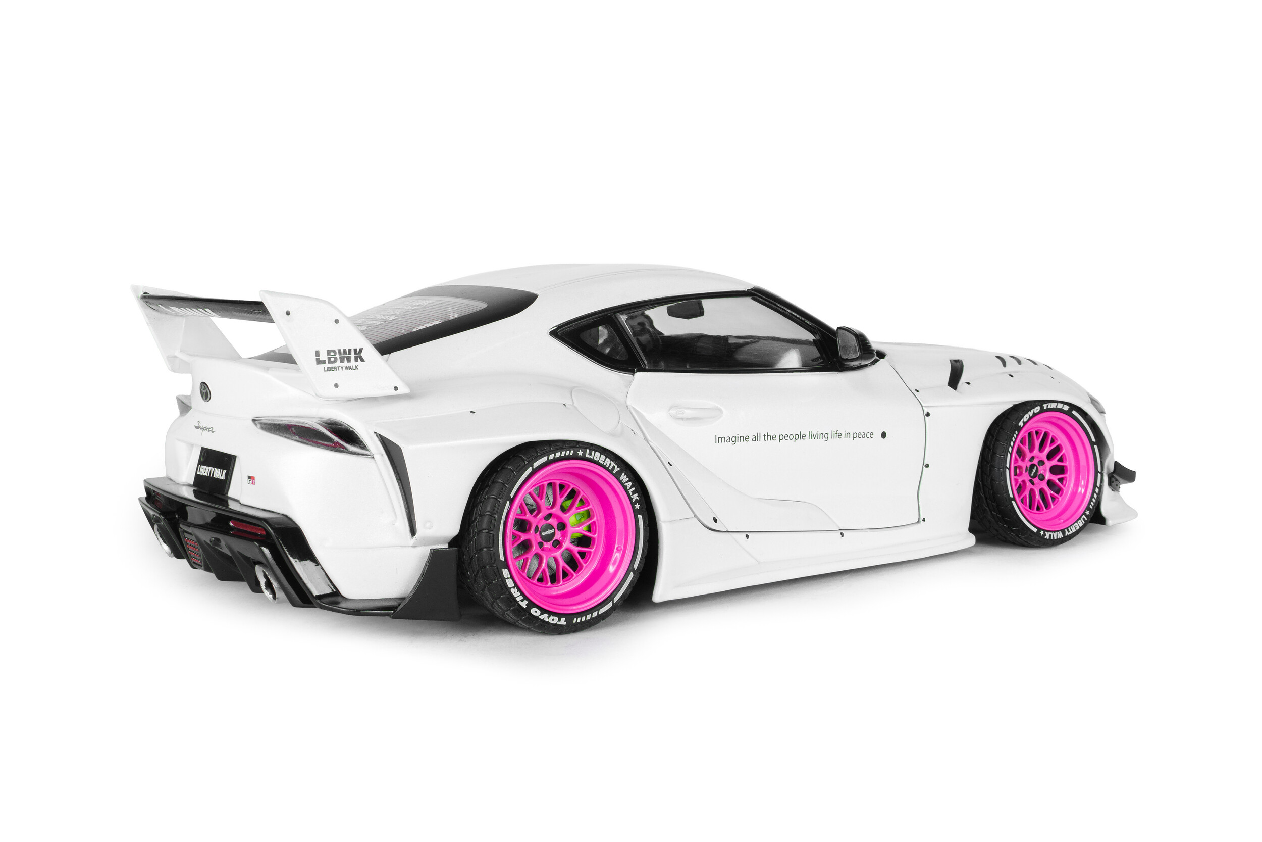Toyota GR Supra Liberty Walk Body Kit 2025 white/pink 1:18 Solido