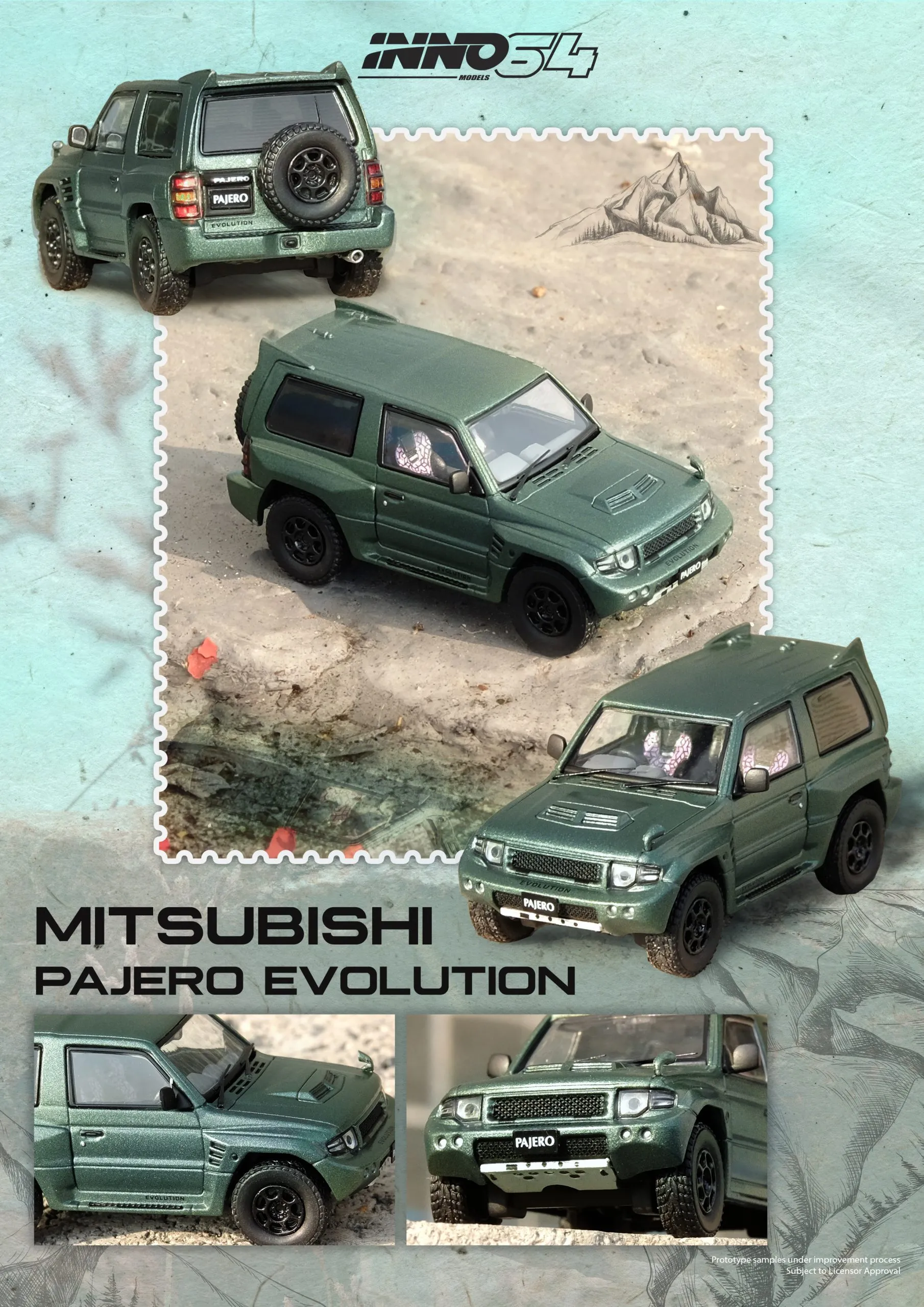 Mitsubishi Pajero Evolution satin green 1:64 Inno Models