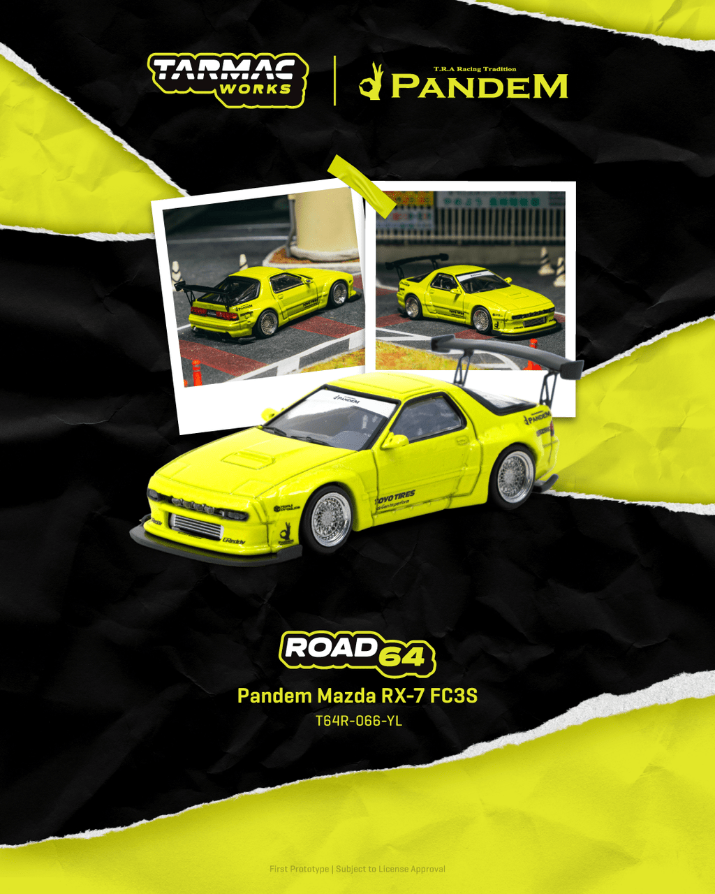 Mazda RX-7 FC3S Pandem yellow 1:64 Tarmac