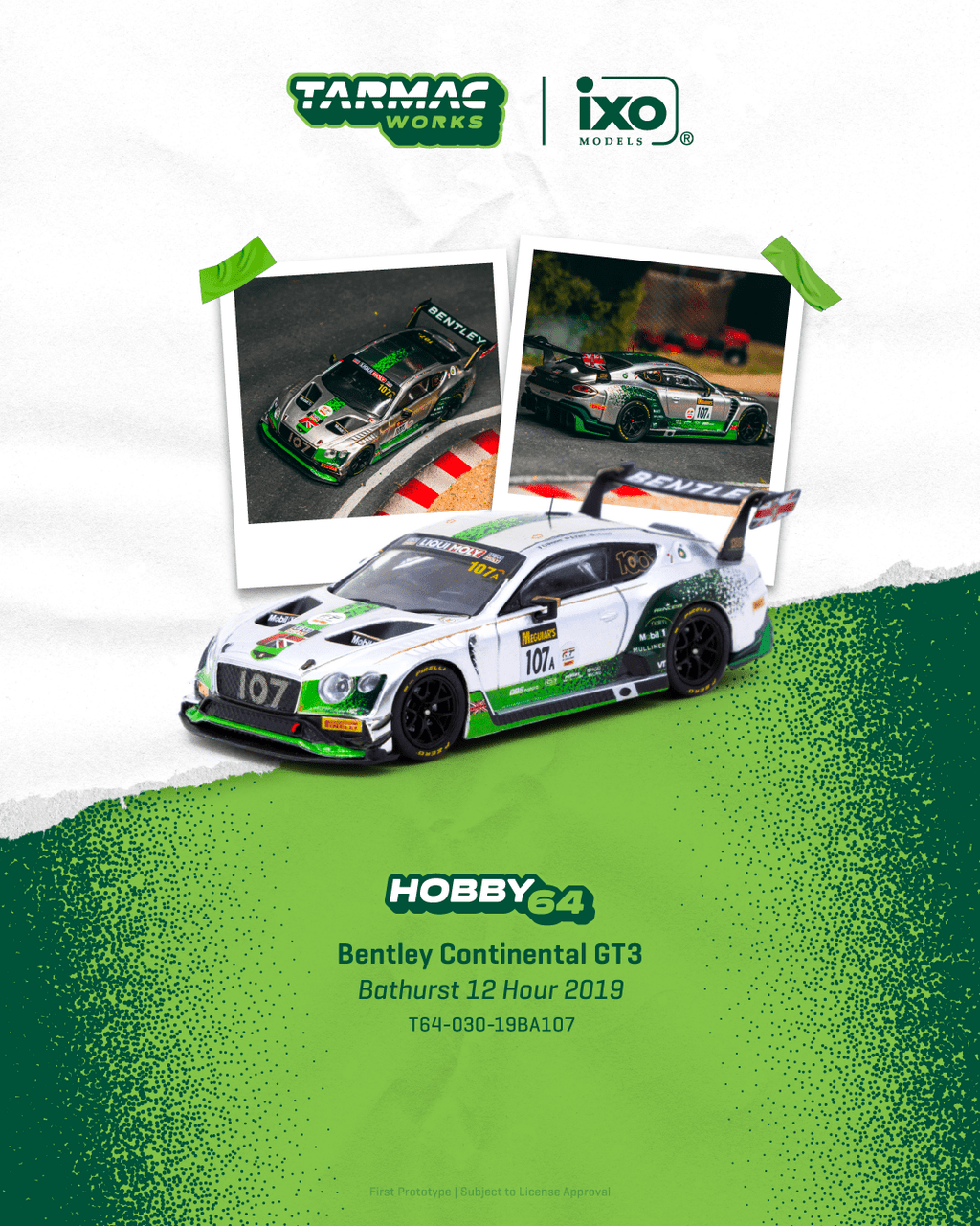 Bentley Continental GT3 #107 J.Gounon/S.Kane/J.Pepper Bathurst 12 Hour 2019 1:64 Tarmac