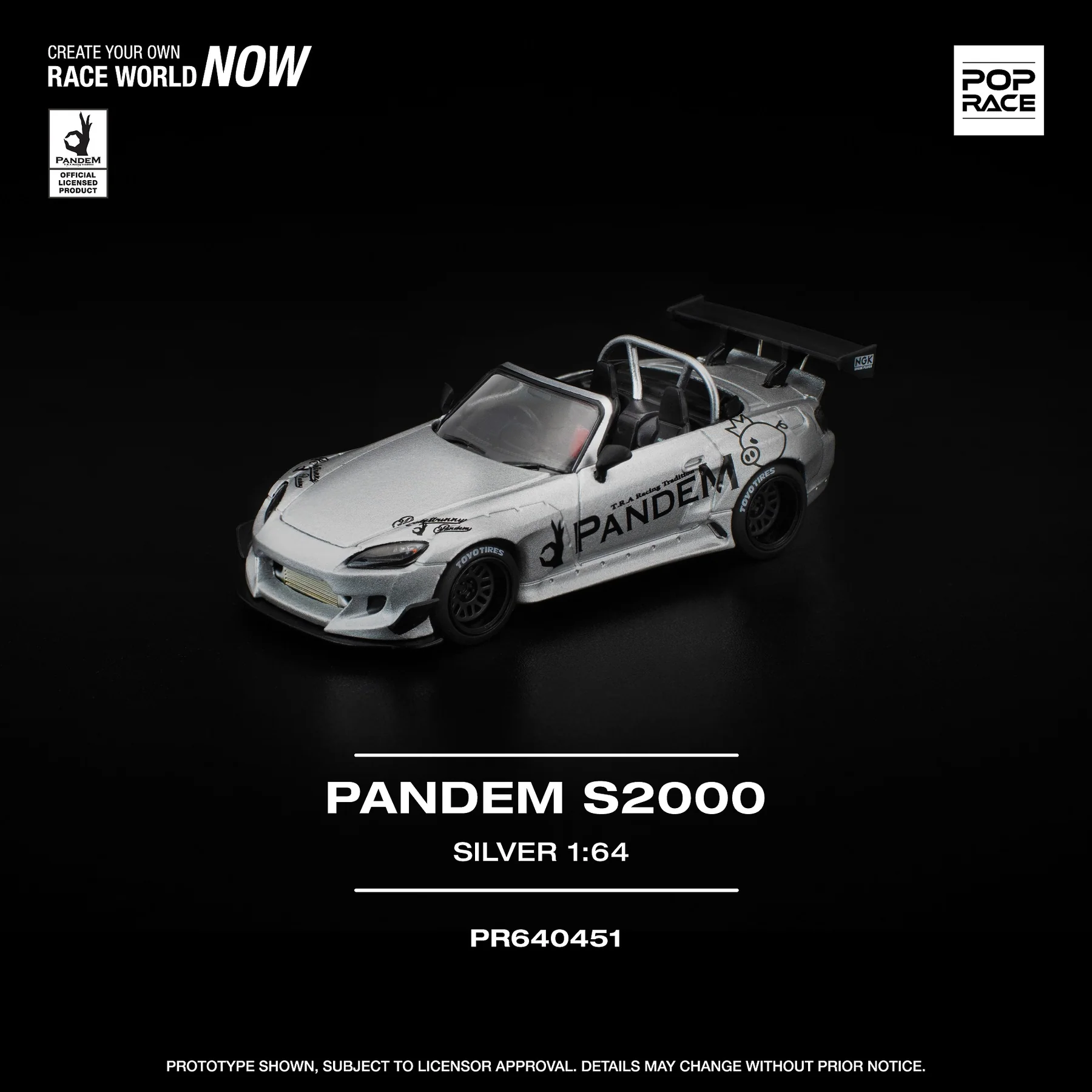 Honda Pandem S2000 silver 1:64 Pop Race