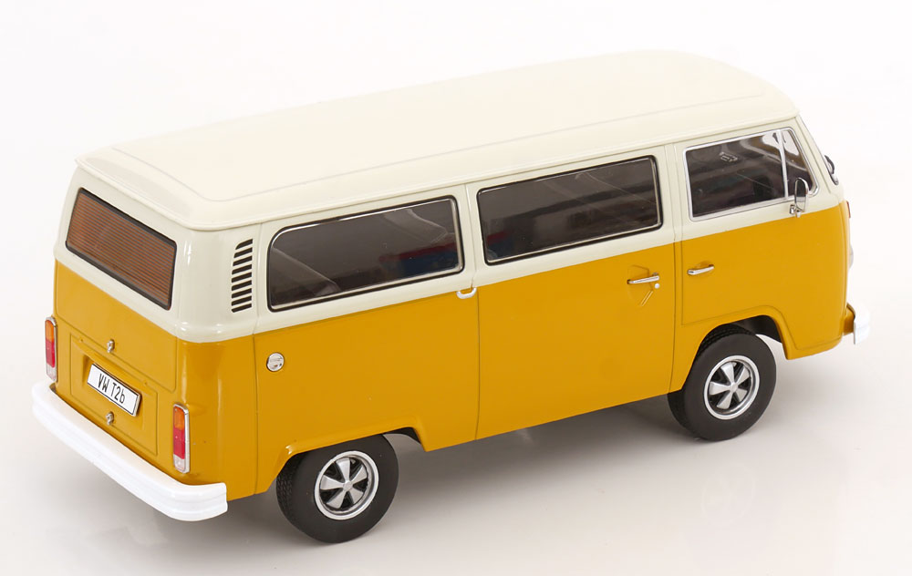 Volkswagen T2b Bus 1972 yellow/white with Fuchs Rims 1:18 KK Scale