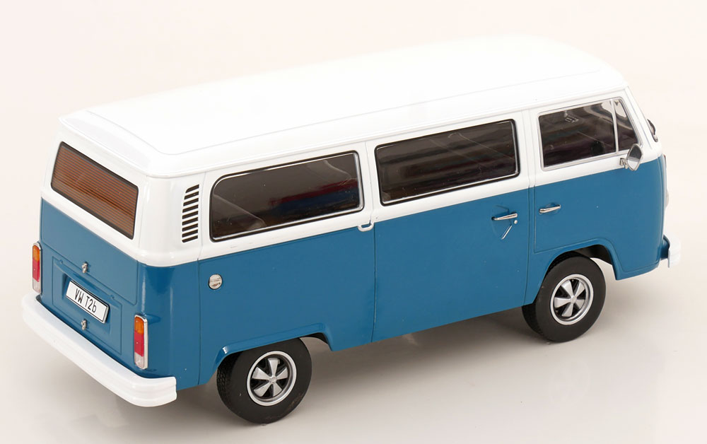 Volkswagen T2b Bus 1972 blue/white with Fuchs Rims 1:18 KK Scale