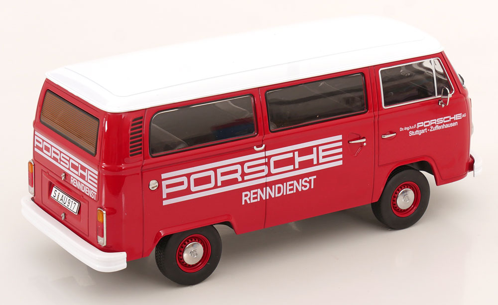 Volkswagen T2b Bus 1972 *Porsche Renndienst* red/white 1:18 KK Scale