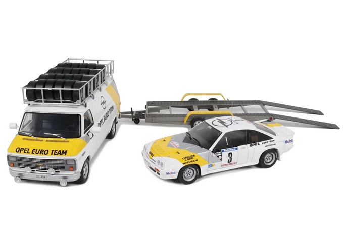 Rally Pack - Chevrolet G30 Assistance Van with Trailer + Opel Manta Gr.B #3 G.Fréquelin Tour de Corse 1984 1:18 OttOmobile
