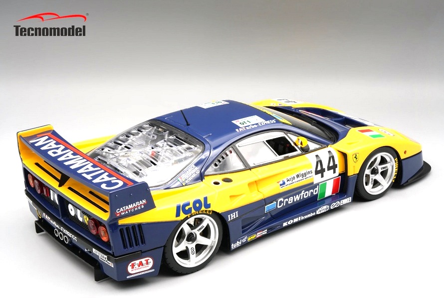 Ferrari F40 LM 3.5L Turbo V8 Team ENNEA SRL IGOL #44 Della Noce/Olofsson/Rosenblad 24H Le Mans 1996 with Opening Rear Trunck and Engine Part (magnetic system) 1:18 Tecnomodel
