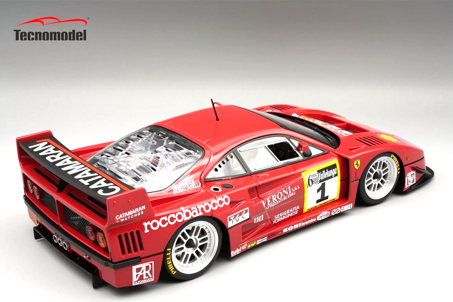 Ferrari F40 LM 3.5L Turbo V8 #1 Schiattarella/Della Noce Winner 6H Vallelunga Gold Cup 1996 with Opening Rear Trunck and Engine Part (magnetic system) 1:18 Tecnomodel
