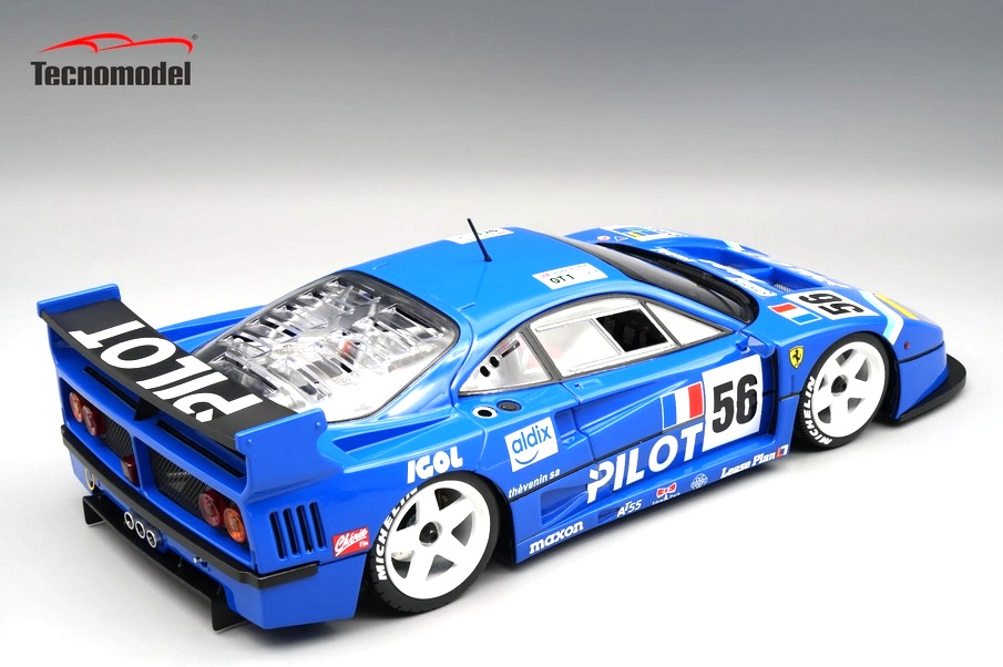 Ferrari F40 LM 3.5L Turbo V8 Team Pilot Pen Racing #56 Ferte/Thevenin/Leboissetier 24H Le Mans 1996 with Opening Rear Trunck and Engine Part (magnetic system) 1:18 Tecnomodel