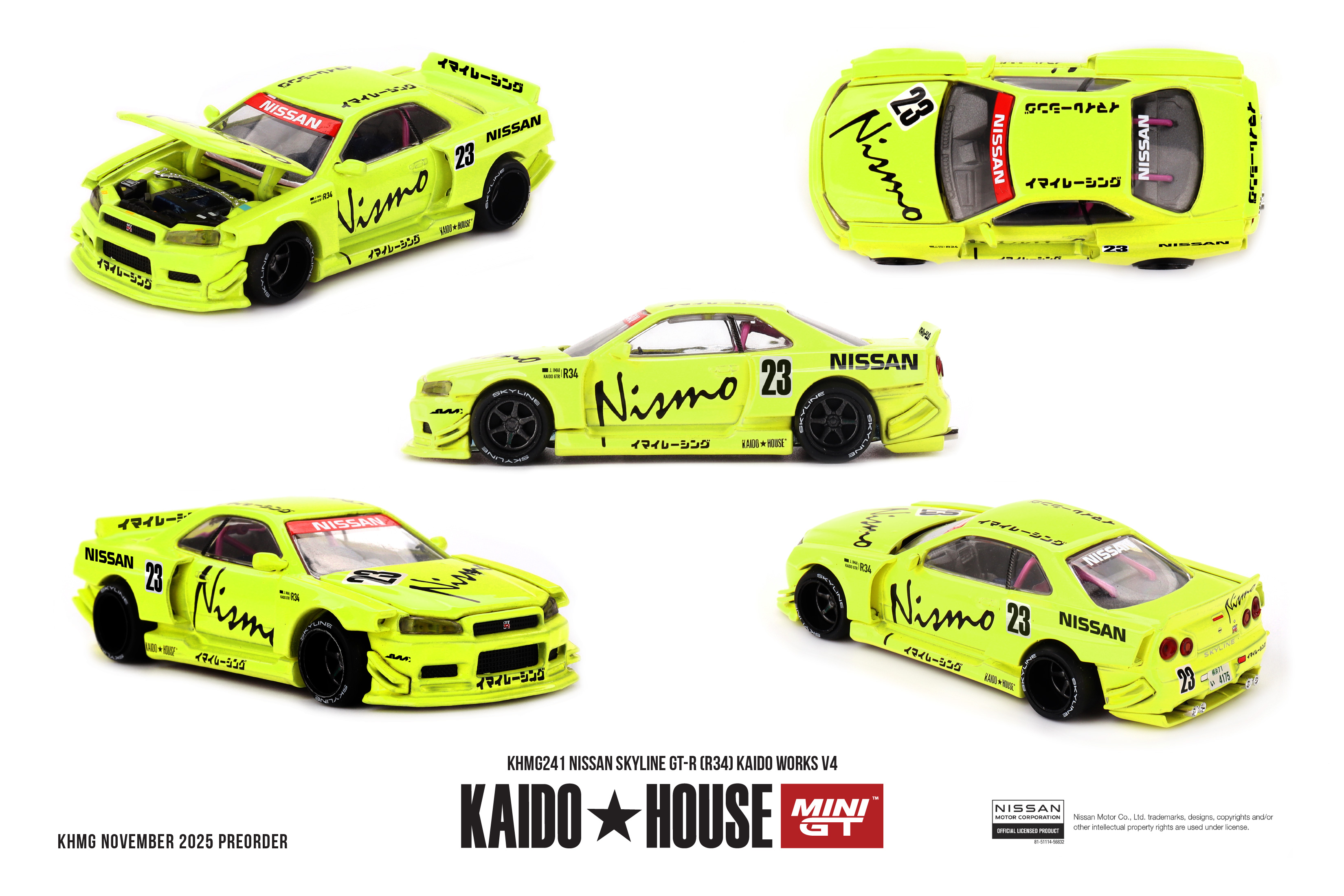 Nissan Skyline GTR (R34) Kaido Works V4 1999 1:64 Mini GT