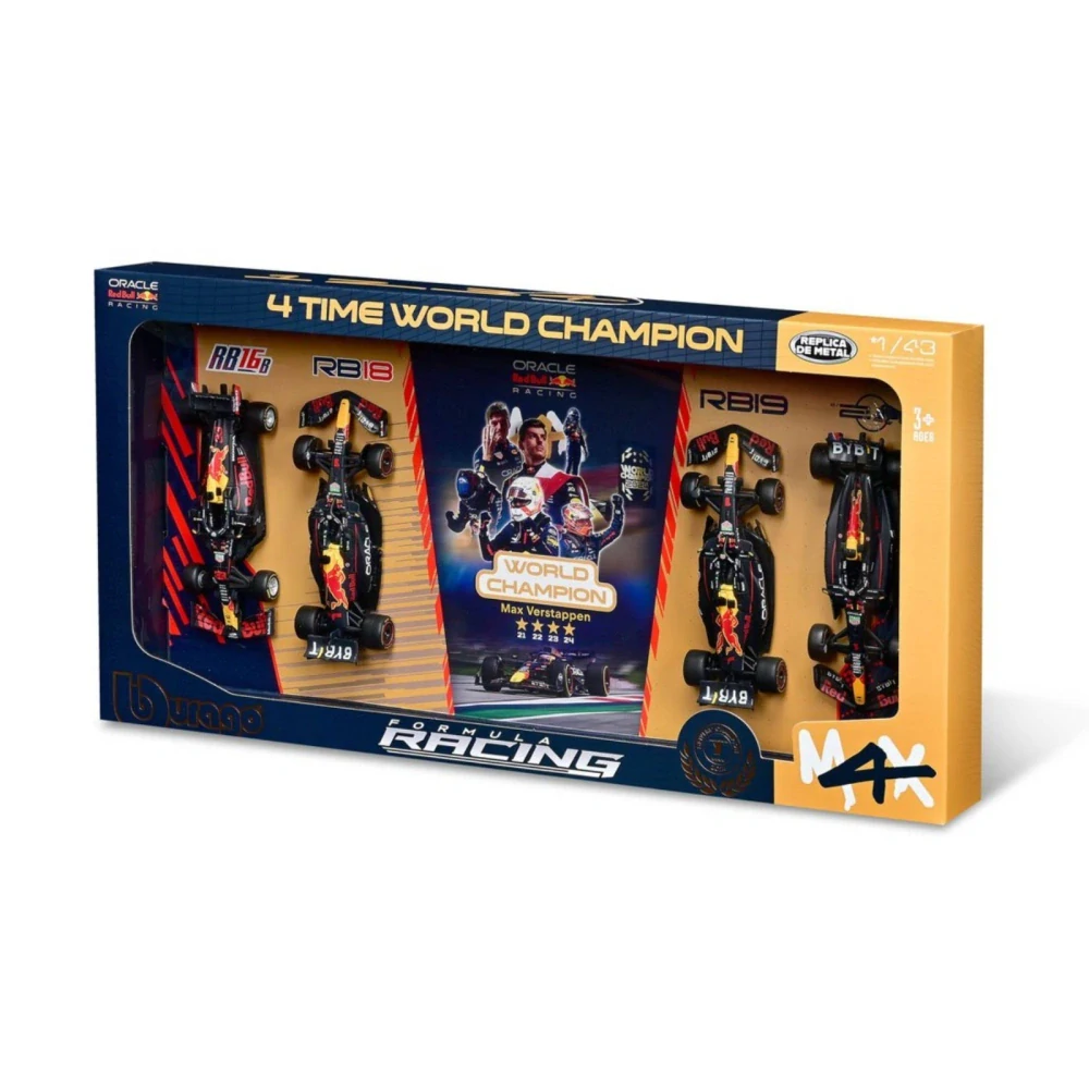 Red Bull F1 Set - 4x M.Verstappen World Champion - RB16B + RB18 + RB19 + RB20 1:43 Bburago