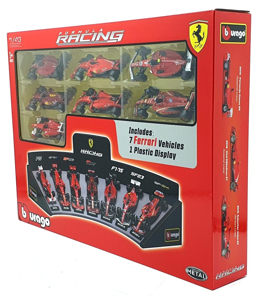 Ferrari Set - Ferrari SF90 2019-SF1000 2020-SF21 2021-F1-75 2022-SF23 2023-SF24 #16 + #55 2024 1:43 Bburago
