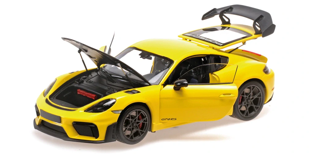 Porsche Cayman GT4 RS Weissach Package 2024 yellow 1:18 Minichamps 