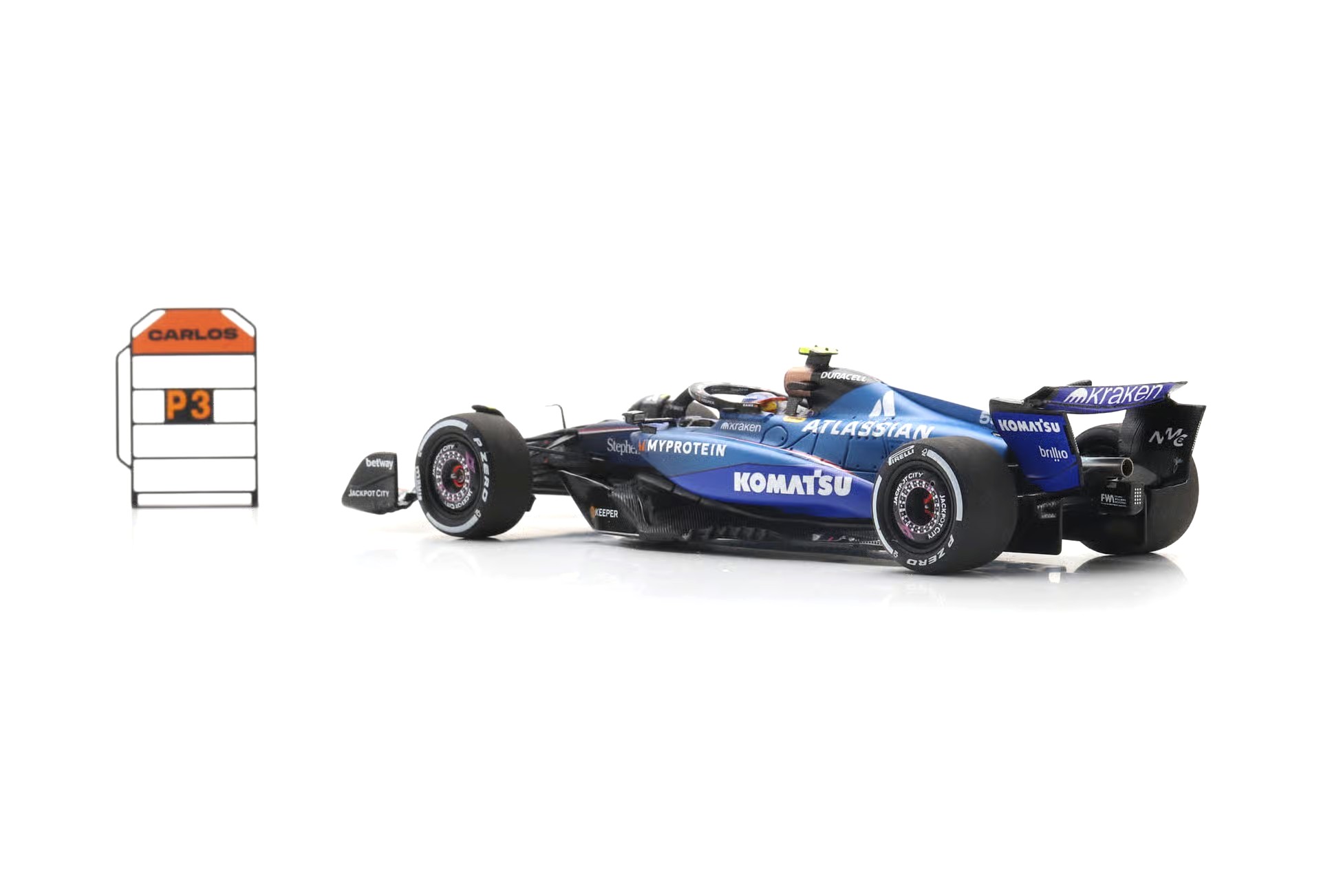 Atlassian Williams FW47 #55 C.Sainz 3rd Qatar GP 2025 with Pit Board 1:43 Spark