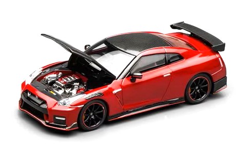 Nissan GT-R (R35) Nismo Coupe 2022 vibrant red carbon 1:64 Motorhelix 