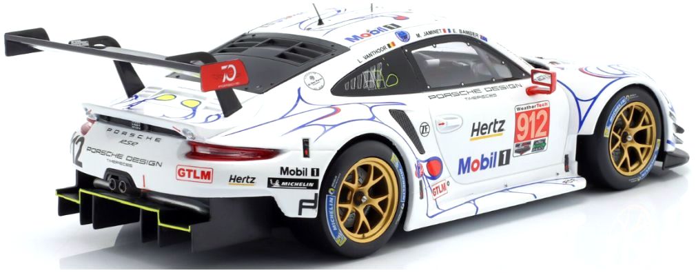 Porsche 911 RSR #912 Bamber/Vanthoor/Jaminet Petit Le Mans 2018 1:18 Ixo Models