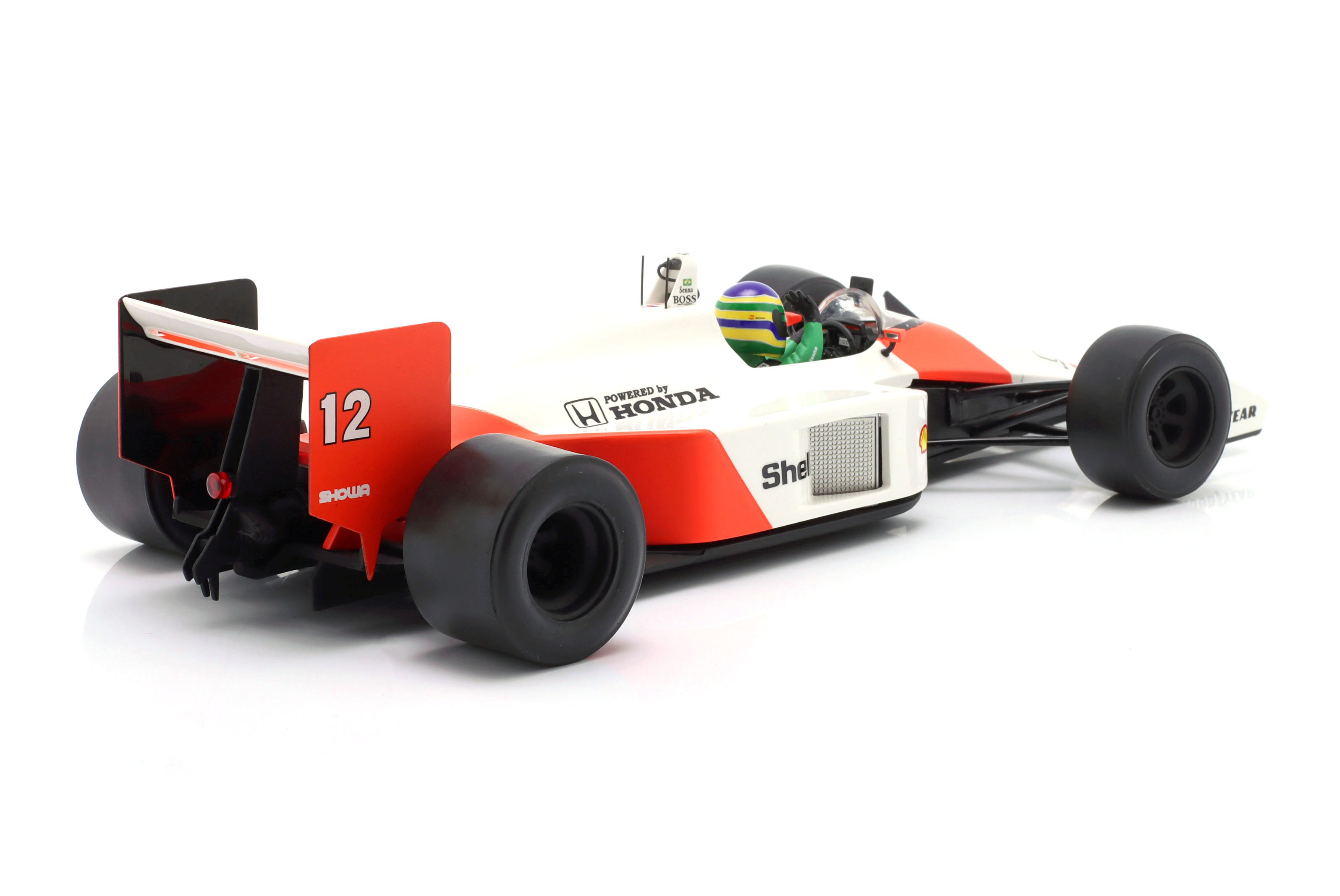 McLaren MP4/4 #12 Bruno Senna Demo Run Interlagos F1 2019 with Opening Cover and Engine Details 1:18 Werk83