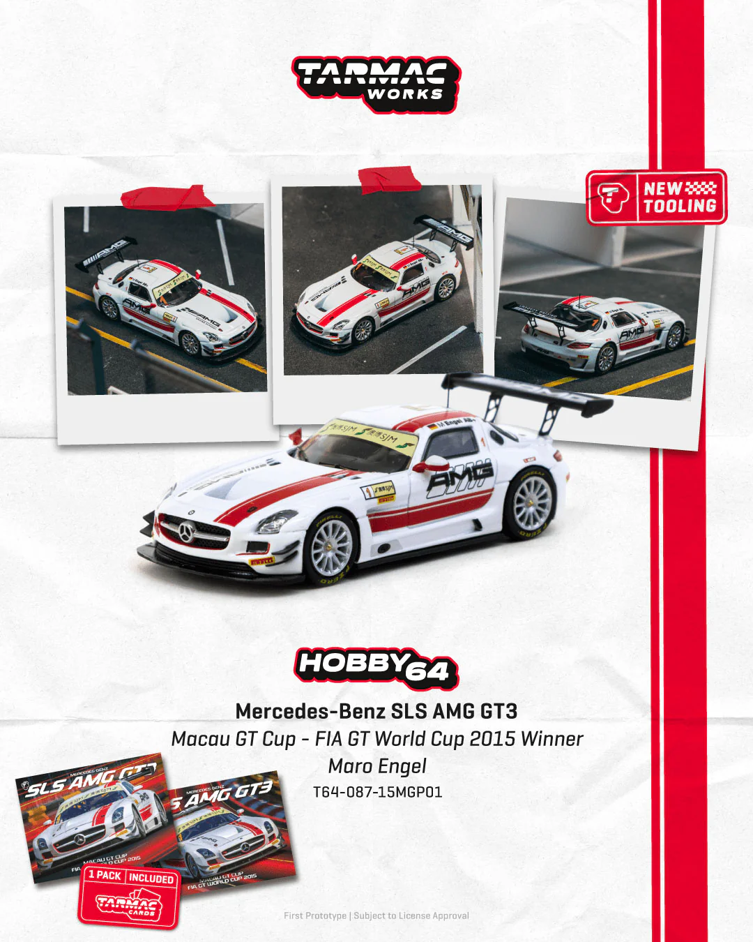 Mercedes-Benz SLS AMG GT3 #1 Maro Engel Winner Macau GT Cup - FIA GT World Cup 2015 1:64 Tarmac