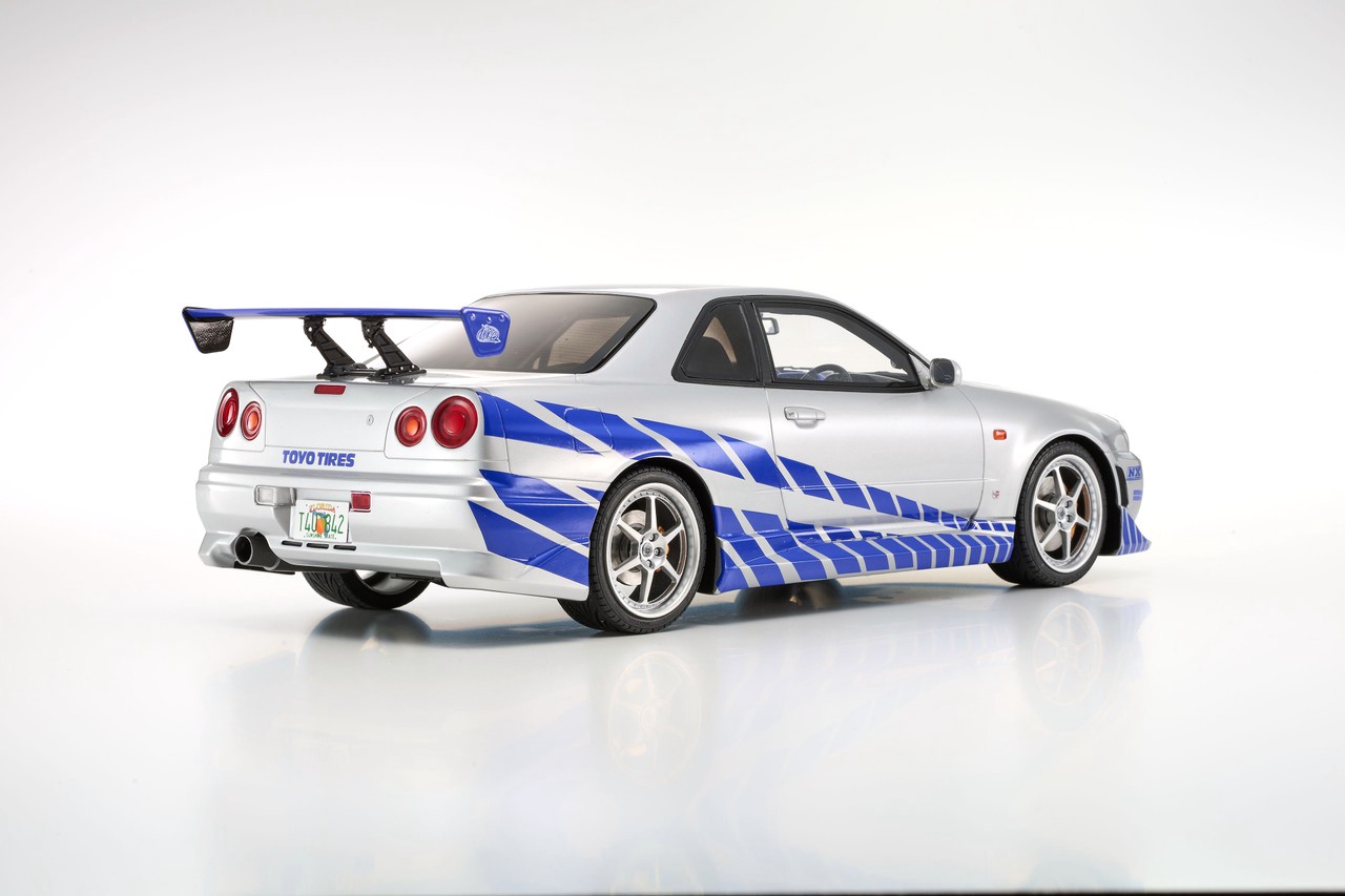 Brian's Nissan Skyline GT-R R34 RHD 2001 *Fast & Furious* silver/blue 1:12 Kyosho