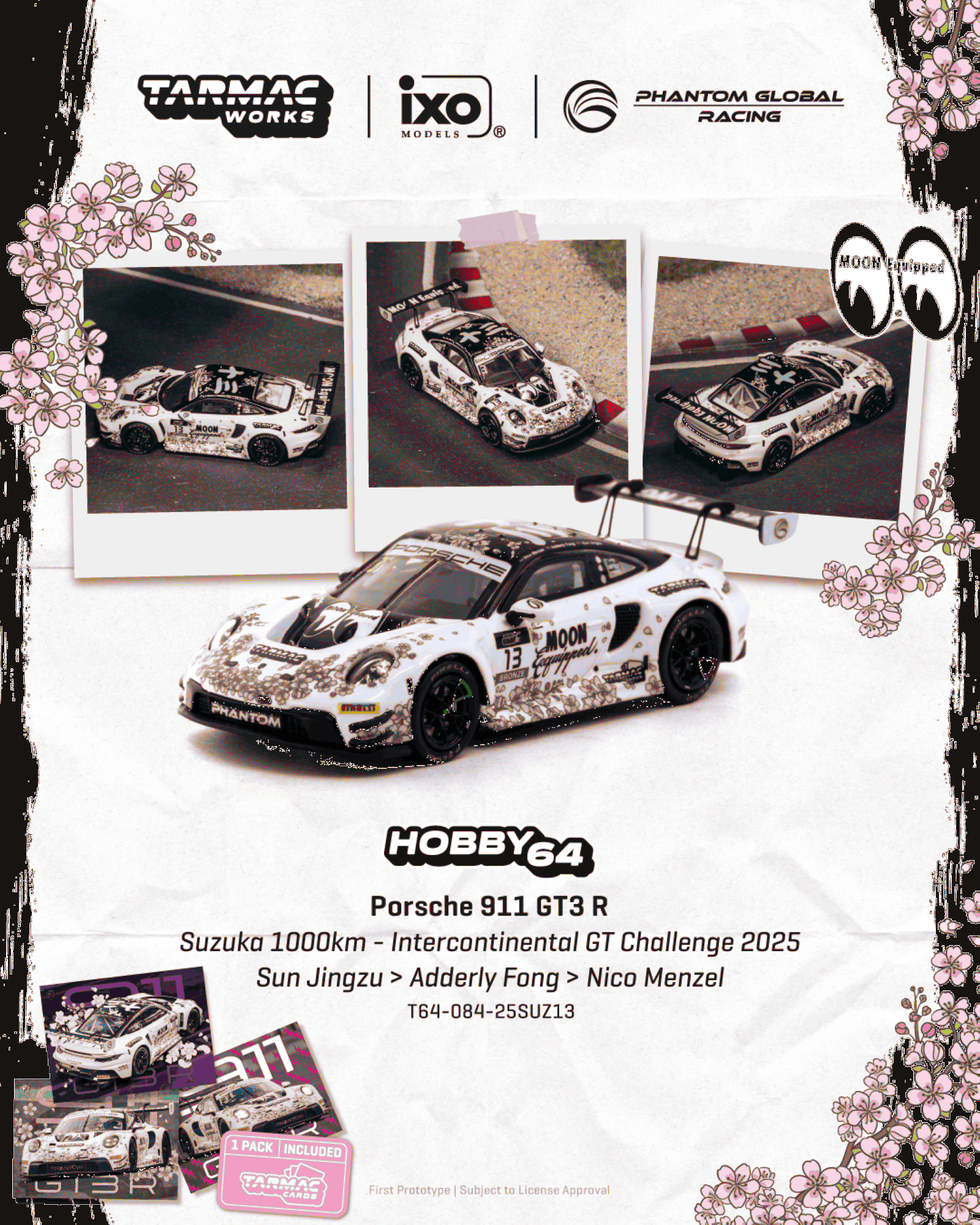 Porsche 911 (992) GT3 R Phantom Global Racing #13 A.Fong/"JZ"/N.Menzel Suzuka 1000KM 2025 1:64 Tarmac