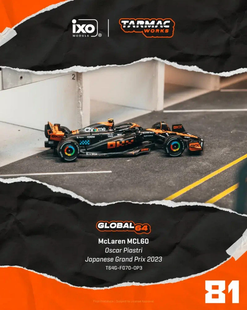 McLaren MCL60 #81 Oscar Piastri Japanese Grand Prix 2023 1:64 Tarmac