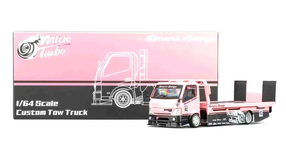 Tow Truck Simon's Garage Custom Hauler metallic pink 1:64 Microturbo