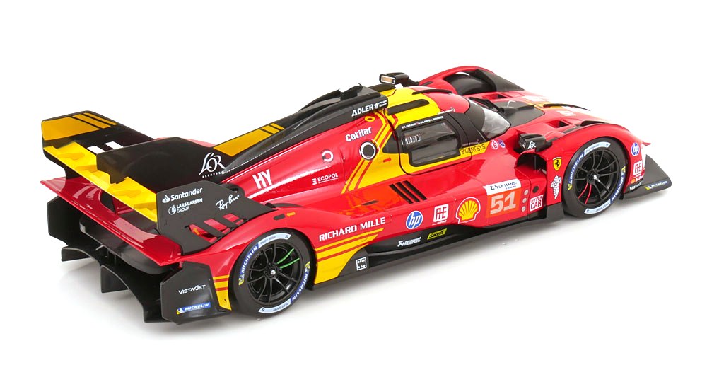 Ferrari 499P 3.0L Turbo V6 Team Ferrari AF Corse #51 Guidi/Calado/Giovinazzi 3rd 24H Le Mans 2024 1:18 Bburago