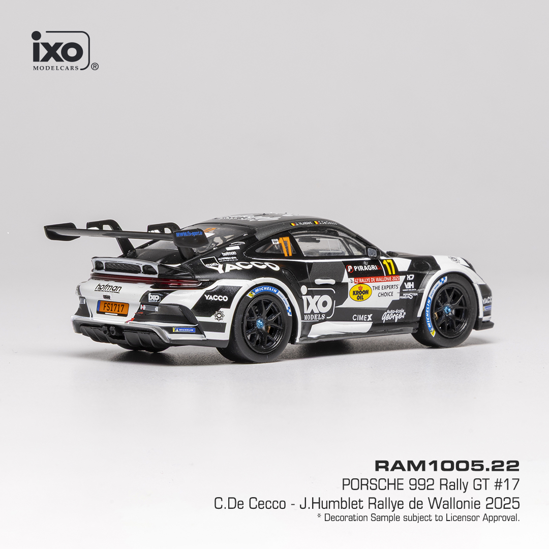 Porsche 911 992 Rally GT Team Ecurie Esbaye #17 C. de Cecco/J.Humblet Rally de Wallonie 2025 1:43 Ixo Models
